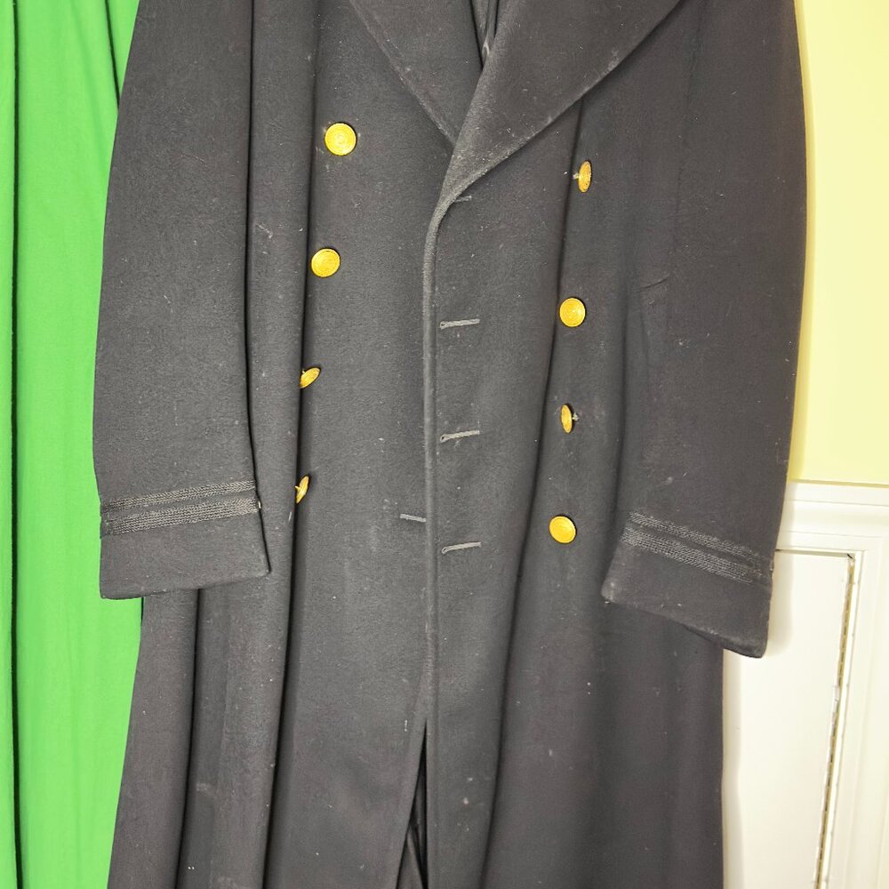 United States Maritime Services Trench Coat, Brass Buttons, WW2